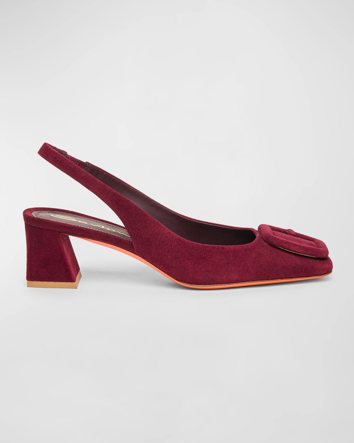 

Замшевые туфли с пяткой на пятке и пряжкой Santoni, цвет Burgundy