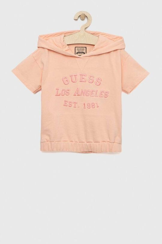 

Детская хлопковая футболка Guess, оранжевый