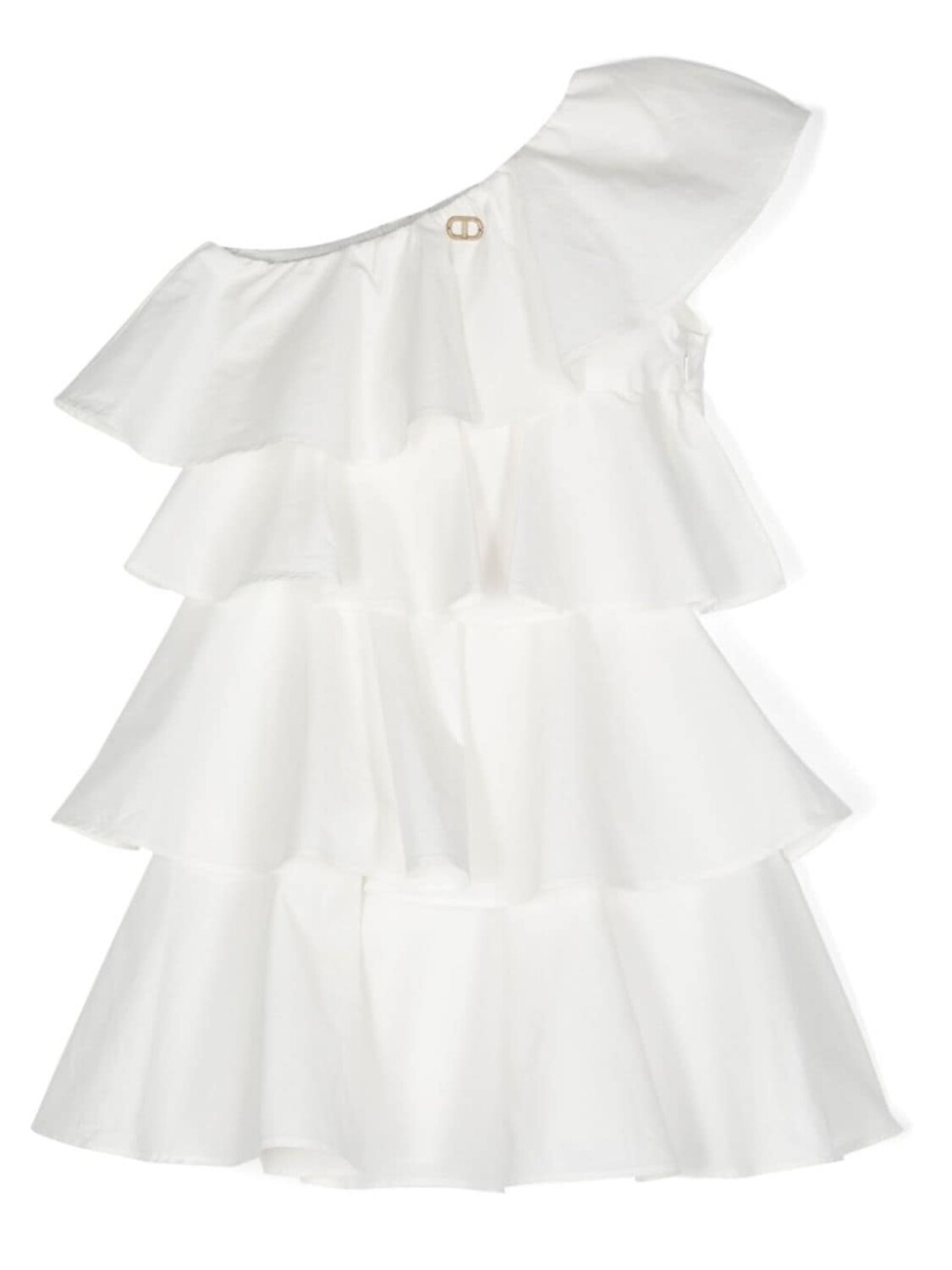 

TWINSET Kids платье мини на одно плечо с оборками, белый