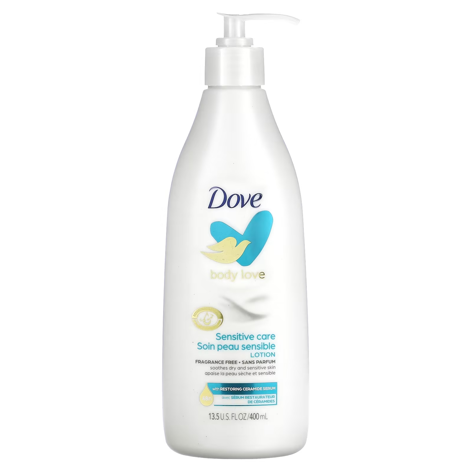 Лосьон Dove для чувствительной кожи без запаха, 400 мл dove детский увлажняющий лосьон для чувствительной кожи без запаха 384 мл 13 жидк унций