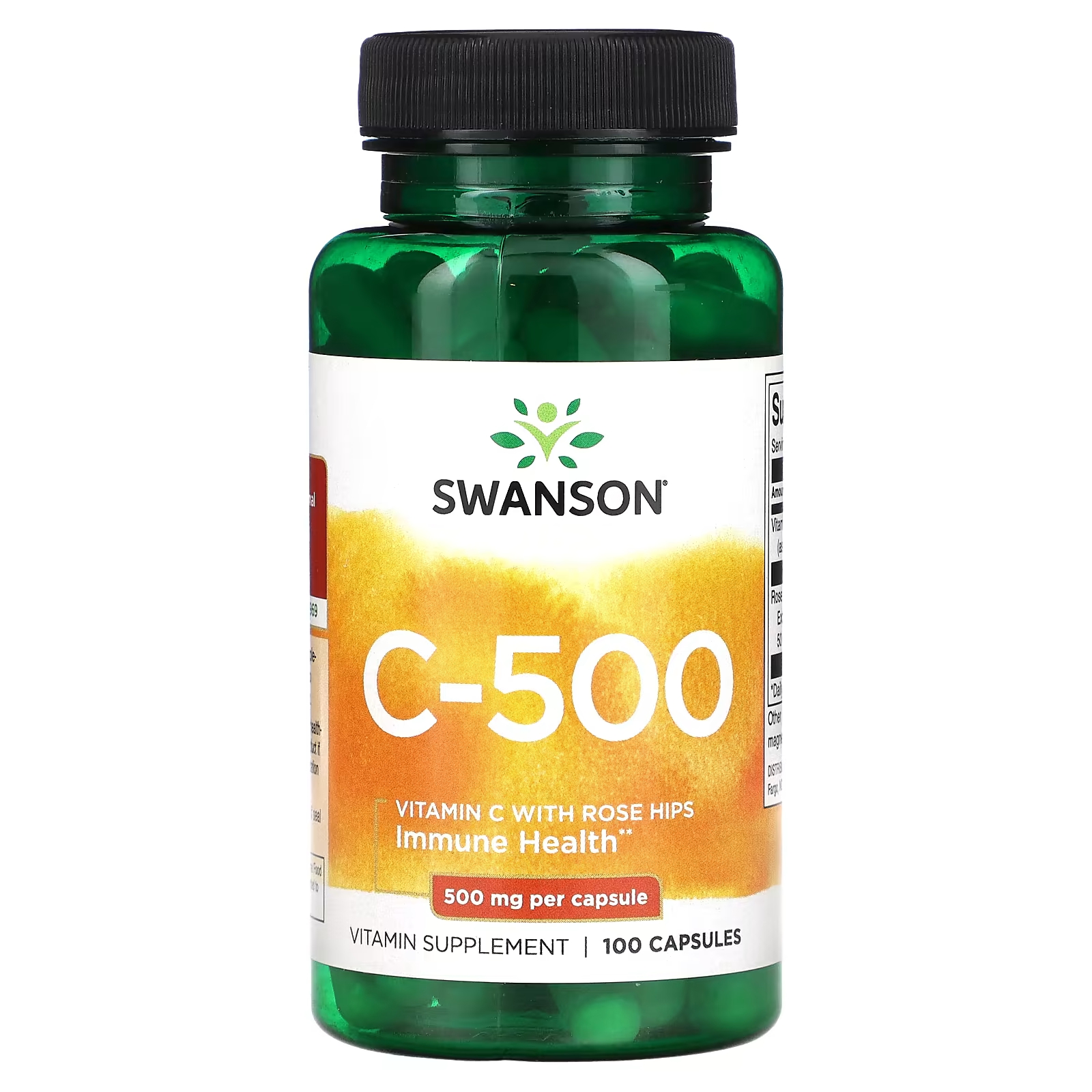 Витамин С Swanson C-500 с экстратком шиповника 500 мг, 100 капсул swanson витамин с с плодами шиповника 1000 мг 250 капсул