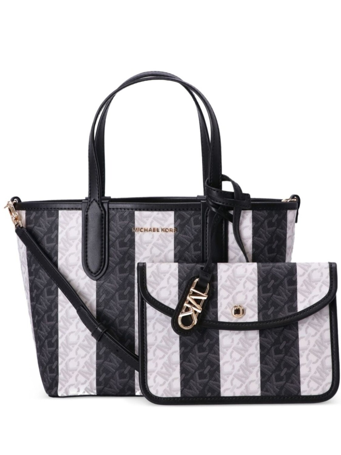 

Сумка-тоут в полоску с монограммой Michael Kors, черный
