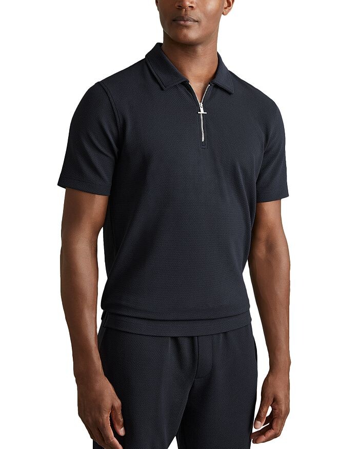 

Рубашка поло с фактурной молнией REISS Albany, синий