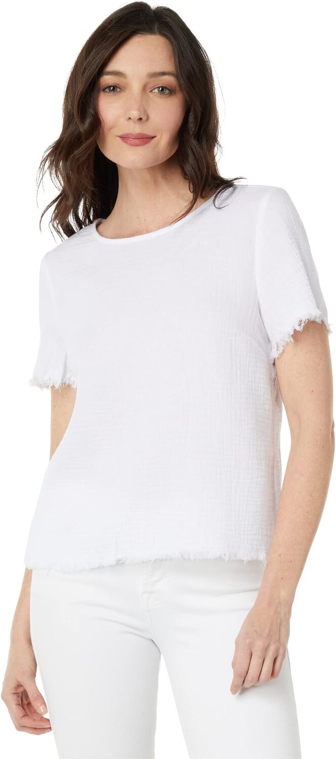 

Тканая футболка с потертым краем Vince Camuto, цвет Ultra White