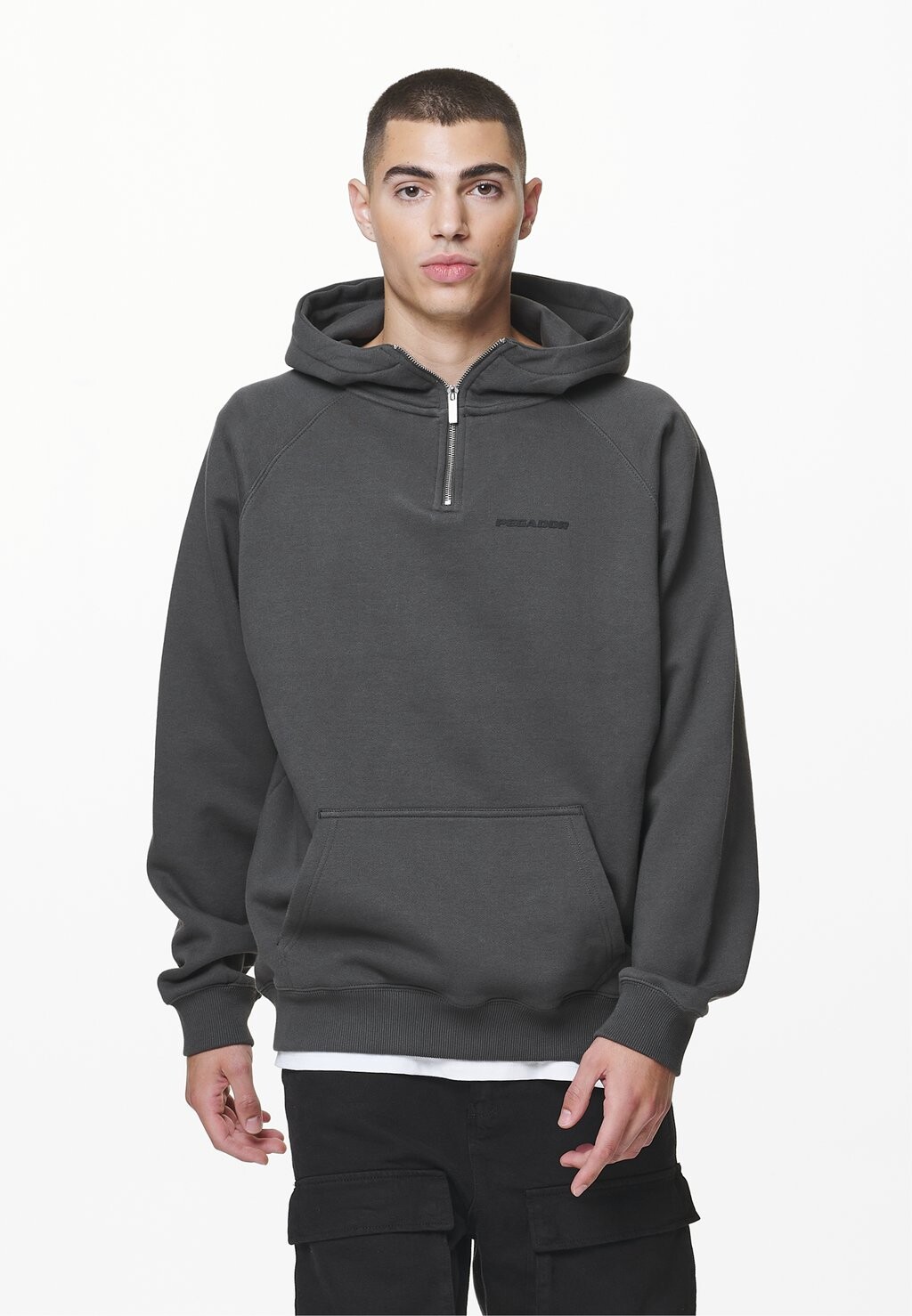 

Толстовка Logo Oversized Halfzip Hoodie Pegador, цвет washed volcano grey