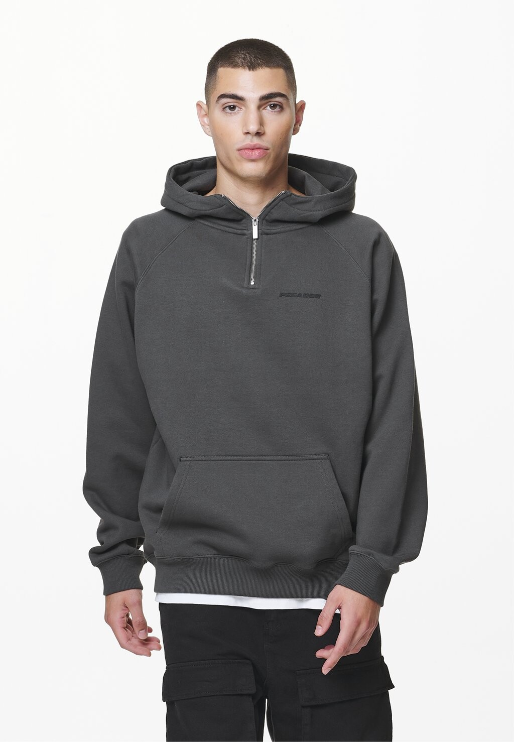 Толстовка Logo Oversized Halfzip Hoodie Pegador, цвет washed volcano grey