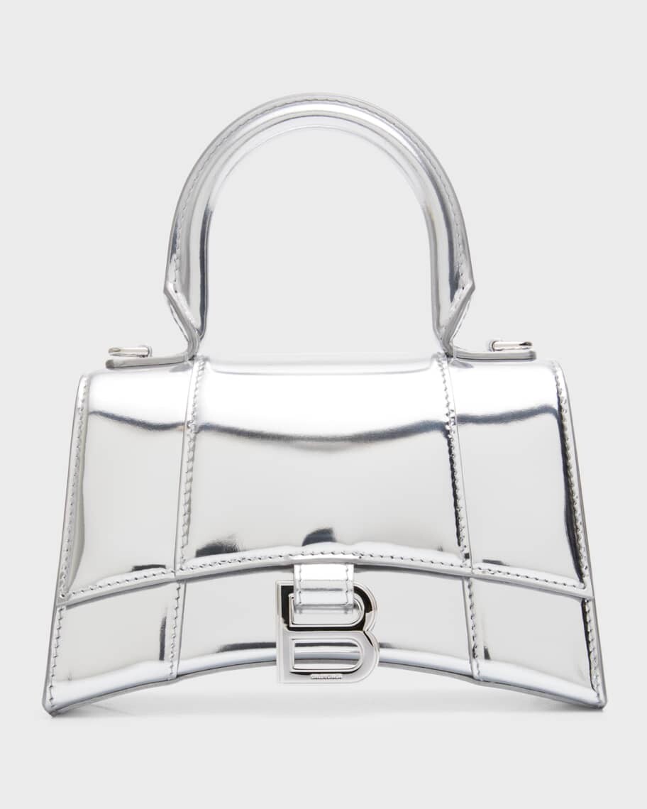 

Металлизированная кожаная сумка Hourglass XS с верхней ручкой Balenciaga
