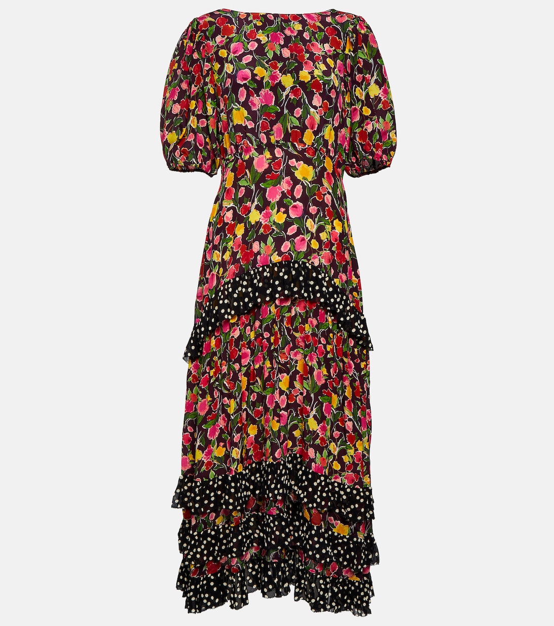 Платье миди Shireen из шелка с цветочным принтом RIXO, фиолетовый платье длинное из шелка с принтом witty 44 фиолетовый