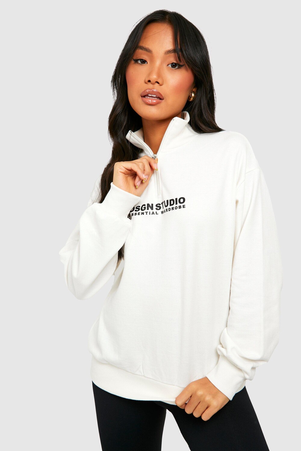 

Свитшот petite dsgn studio на половине молнии Boohoo, экру