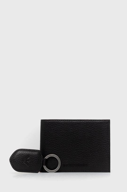 

Кожаный брелок-кошелек Emporio Armani, черный