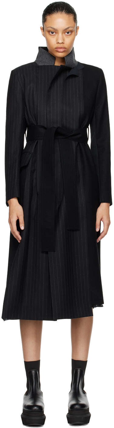 

Черный тренч в полоску sacai