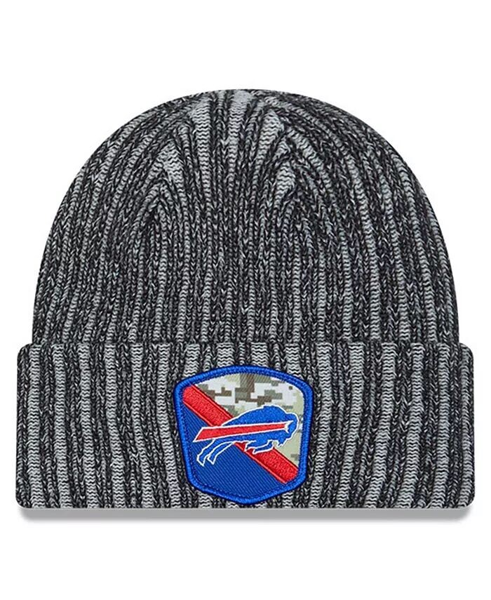 

Мужская черная вязаная шапка Buffalo Bills 2023 Salute To Service с манжетами New Era, черный