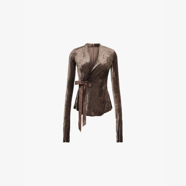 

Топ Giacca hollywood с запахом спереди и велюром Rick Owens Lillies, коричневый