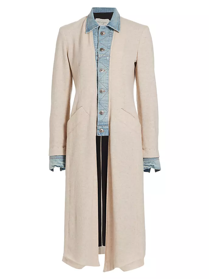 

Джинсовое шерстяное пальто смешанной техники Greg Lauren, светло-коричневый
