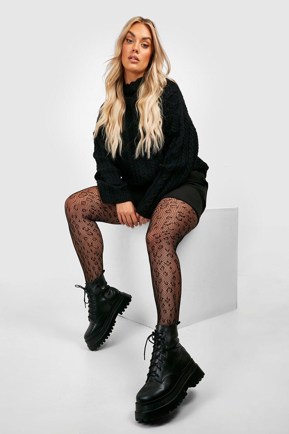 

Колготки plus с леопардовым принтом Boohoo, черный