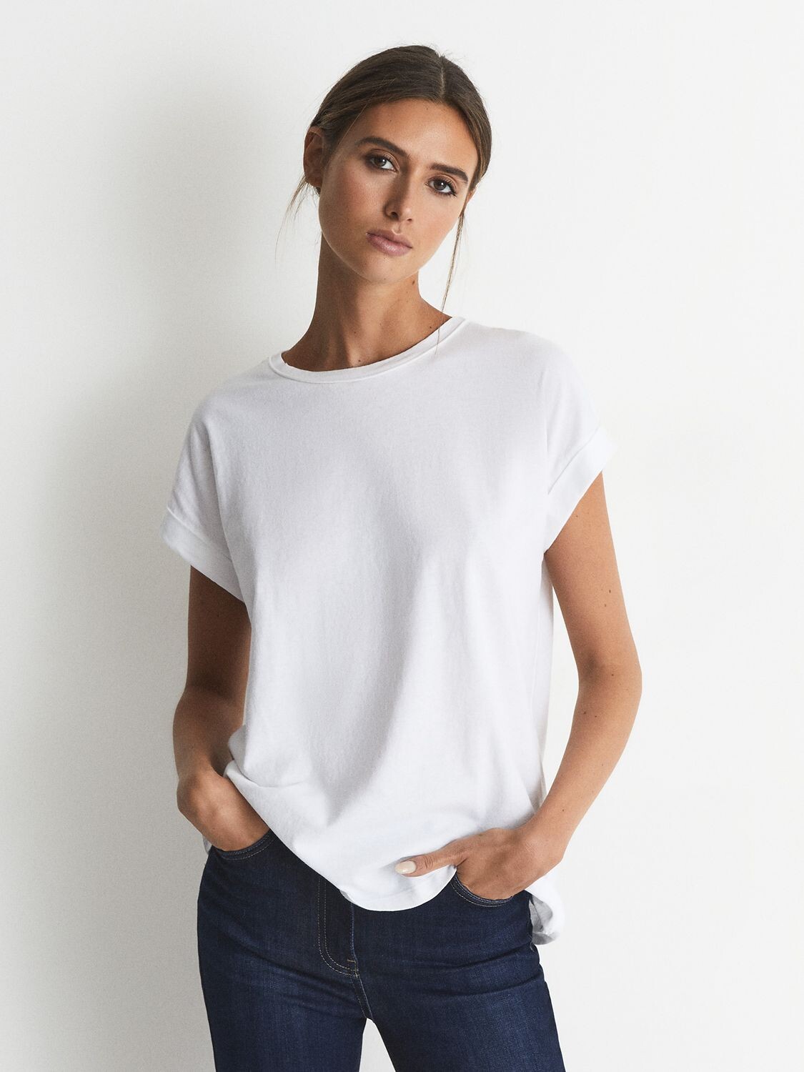 

Футболка Reiss Tereza из хлопкового трикотажа, белая, Белый