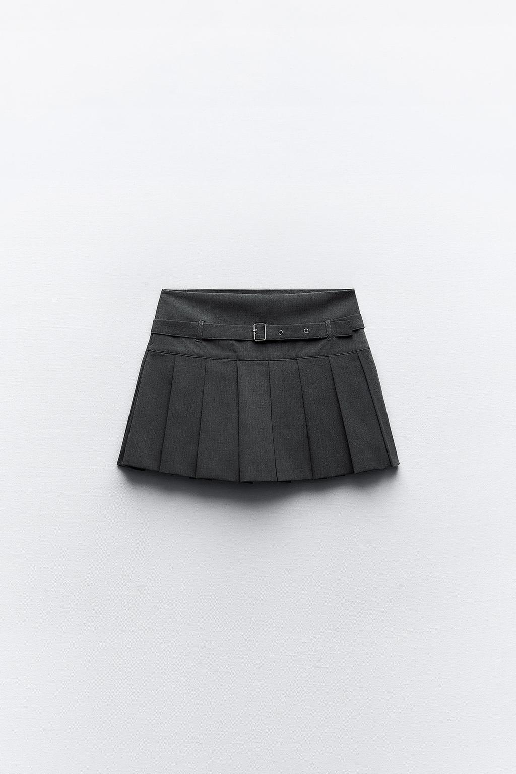 Юбка с коробкой ZARA, темно-серый юбка миди с воздушным шаром zara темно серый