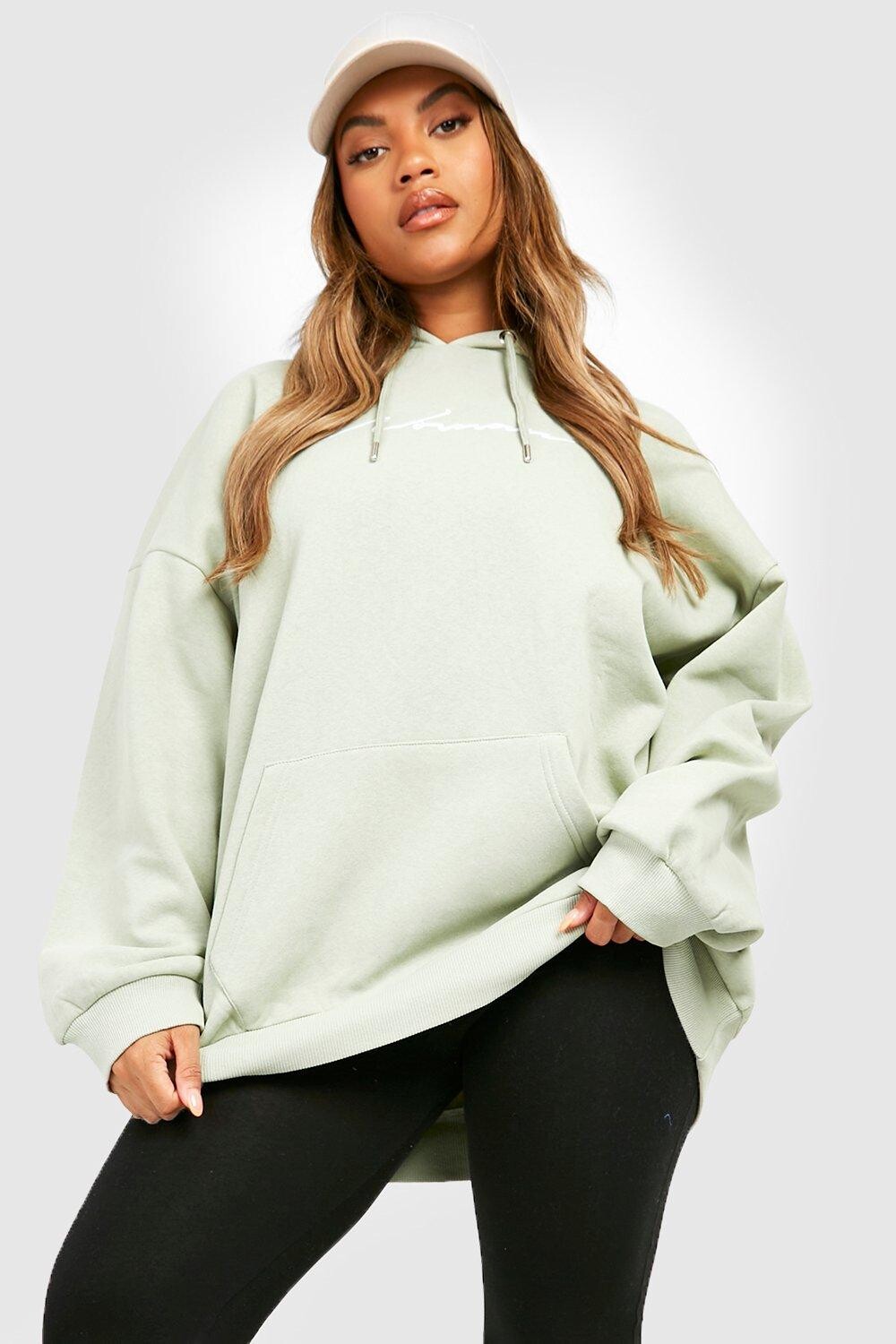 

Женская худи с вышивкой plus Boohoo, шалфей