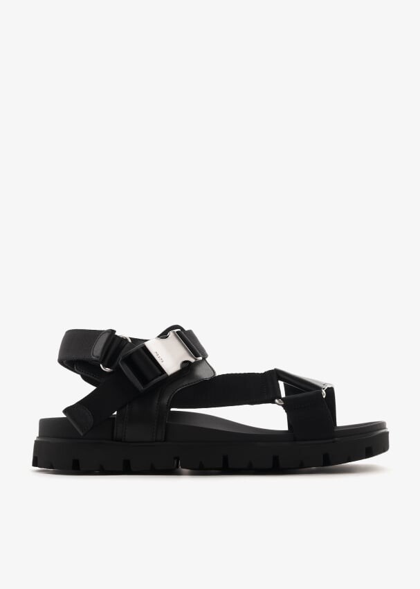 

Сандалии Prada Sporty Leather And Nylon Tape, черный