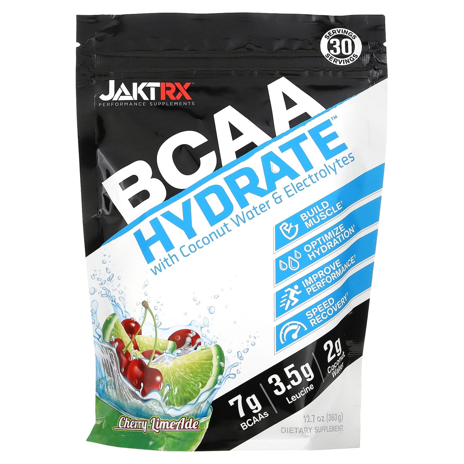 

BCAA Hydrate с кокосовой водой и электролитами, вишневый лаймад, 360 (12,7 унции), JAKTRX