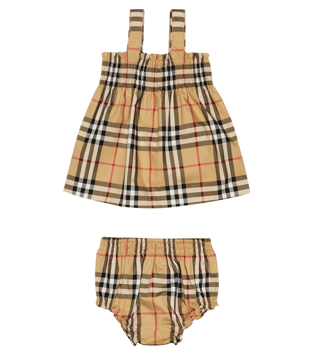 

Детское хлопковое платье с принтом Burberry Kids, мультиколор