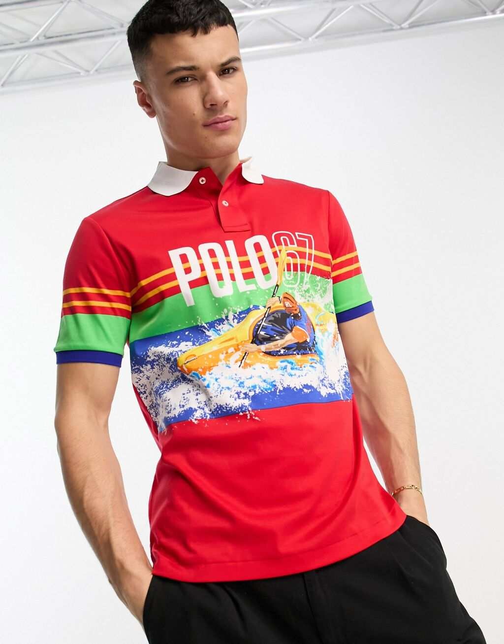 

Оранжевая хлопковая рубашка-поло классического кроя с принтом «пима» Polo Ralph Lauren 67