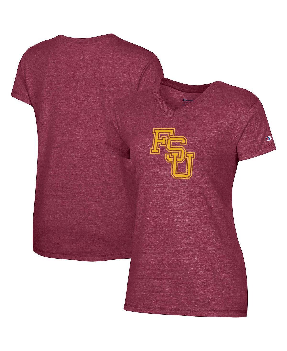 

Женская футболка Garnet Florida State Seminoles Vault с логотипом и v-образным вырезом Champion