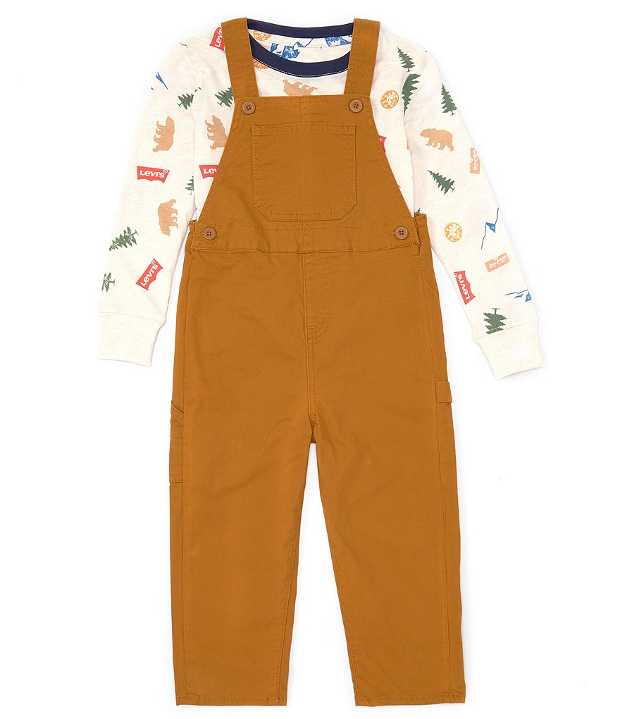 Комплект из футболки и комбинезона Happy Camper с длинными рукавами Levi's Little Boys 2T-7, оранжевый