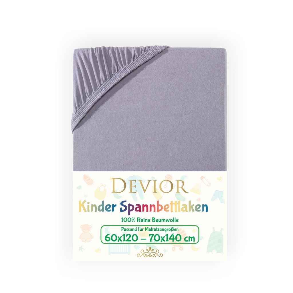 

Детская простыня Devior Jersey 60х120 - 70х140 см серая простыня 100% хлопок высота матраса до 12см резинка