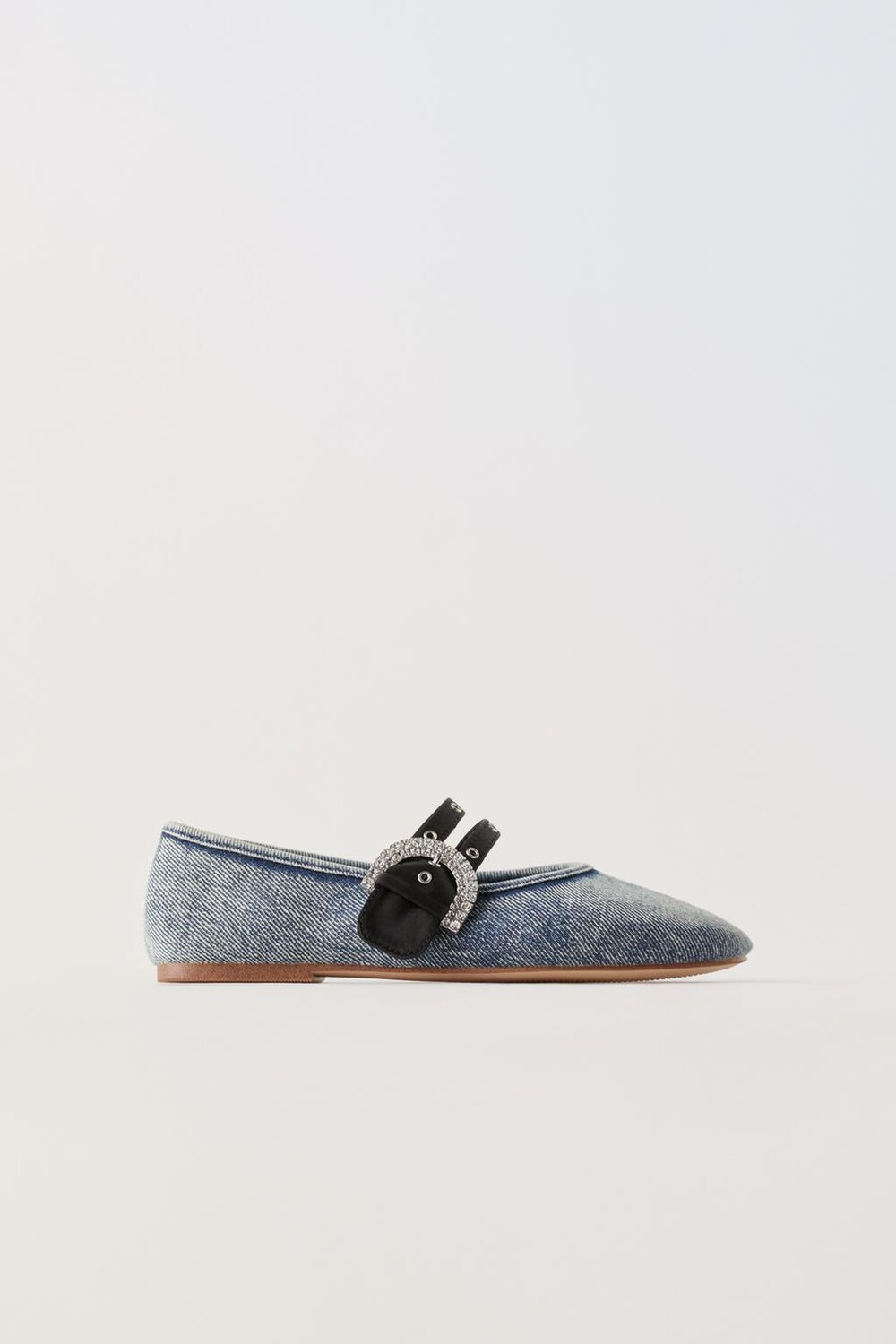 Джинсовые балетки с пряжкой ZARA, синий