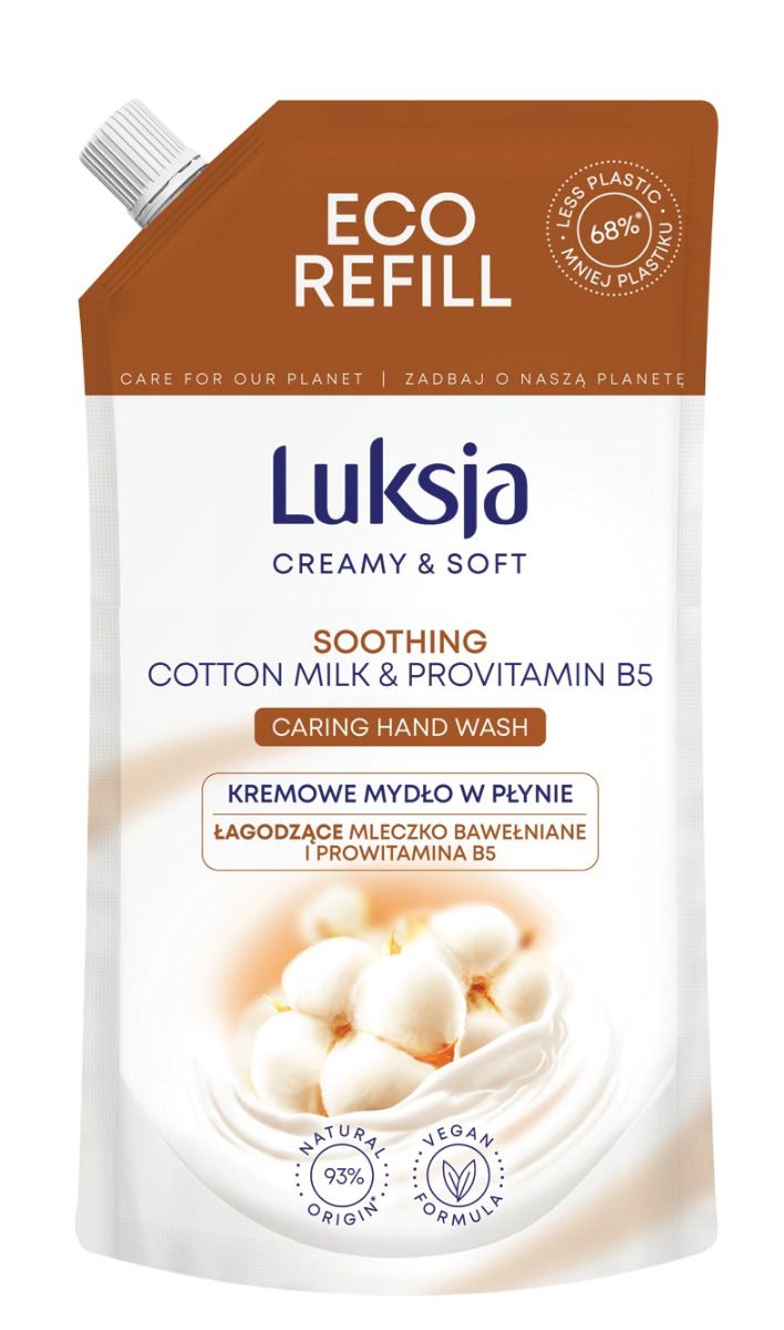 цена Luksja Creamy & Soft Mleczko Bawełniane i Prowitamina B5 заправка - жидкое мыло, 400 ml