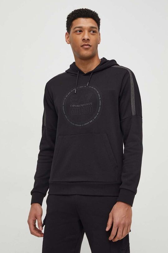 

Хлопковая толстовка EA7 Emporio Armani, черный