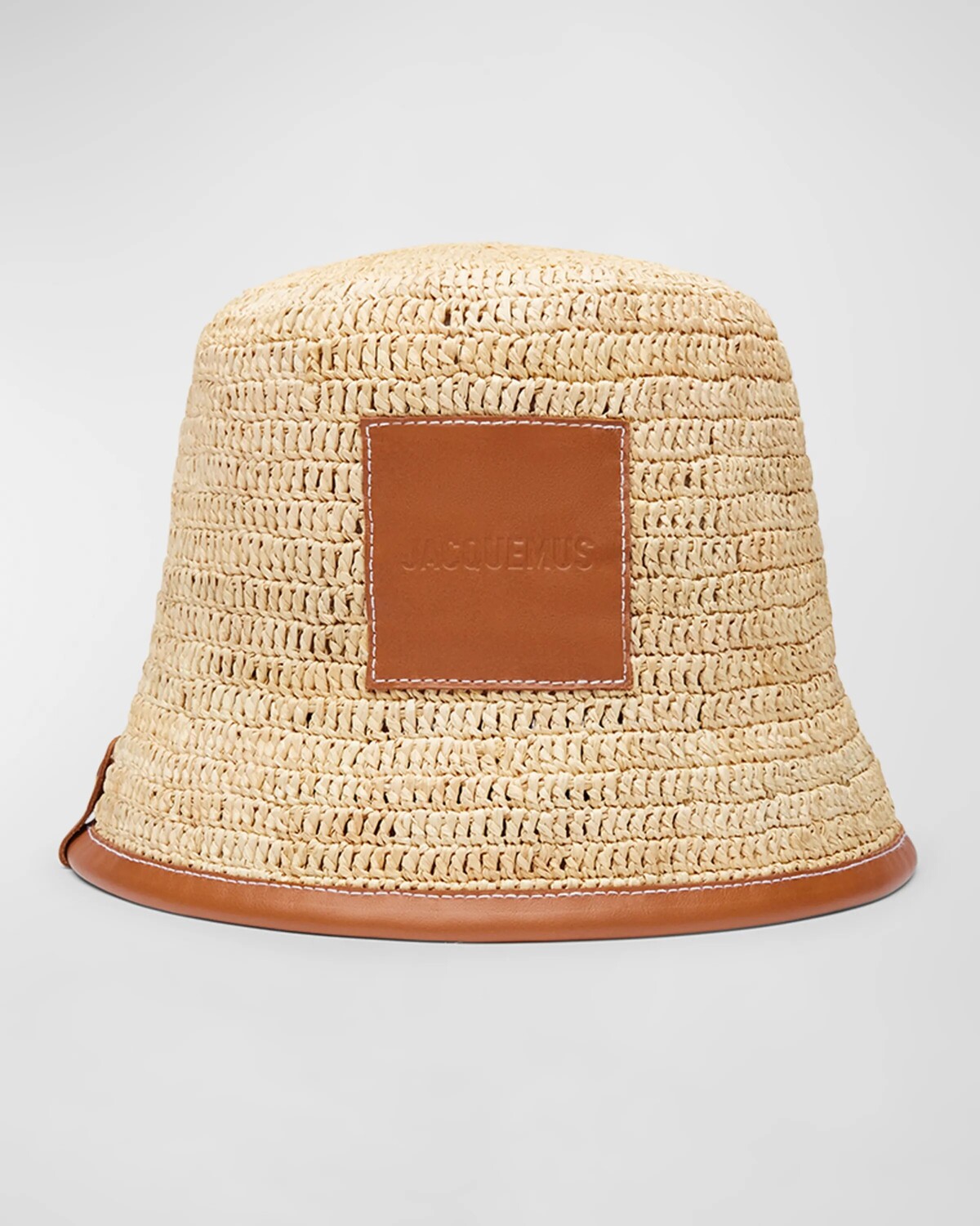 

Le Bob Soli Панама из рафии и коричневой кожи Jacquemus, цвет Light Brown