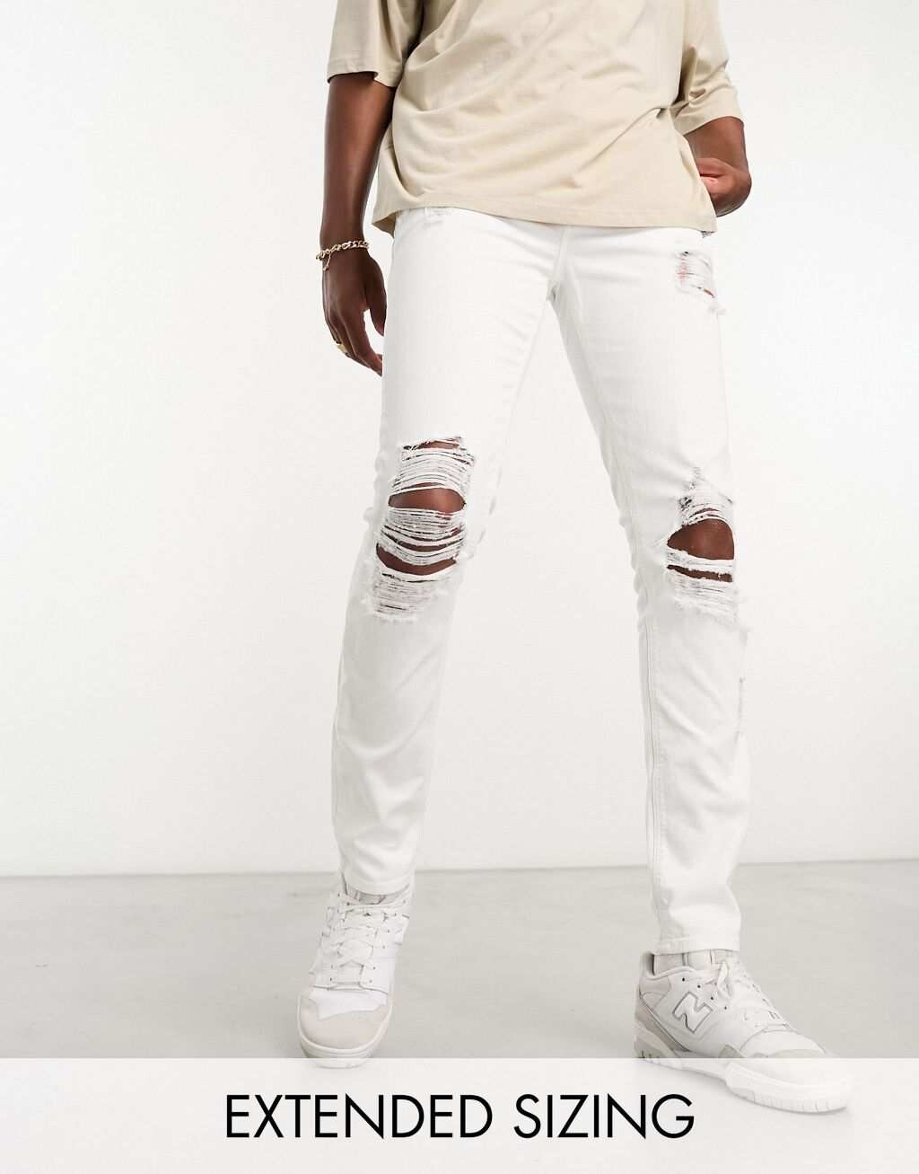 

Белые джинсы скинни с крупными рвами ASOS DESIGN