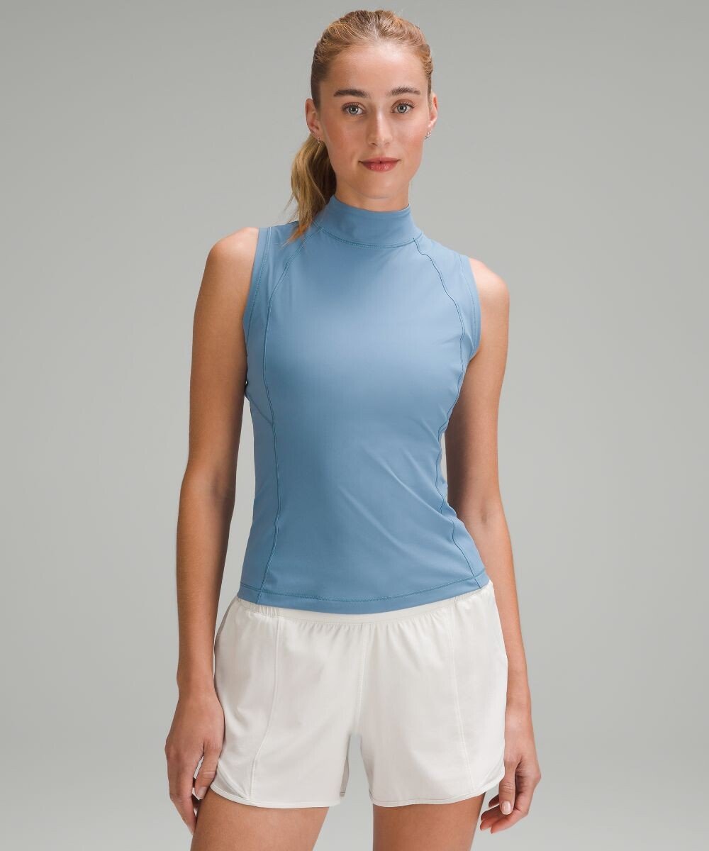 

Легкая майка Nulux с воротником-стойкой Lululemon, синий