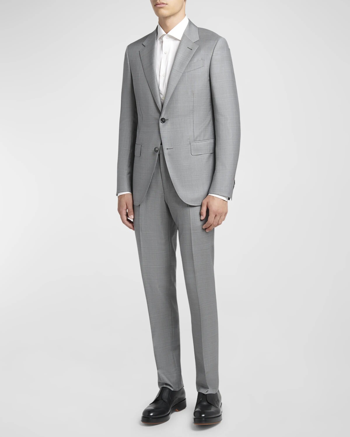 

Мужской шерстяной костюм в клетку ZEGNA, цвет Medium Gray