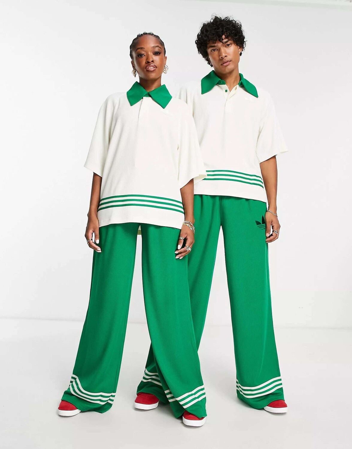 

Зеленые широкие брюки унисекс унисекс adidas Originals 'adicolor 70s, Зеленый
