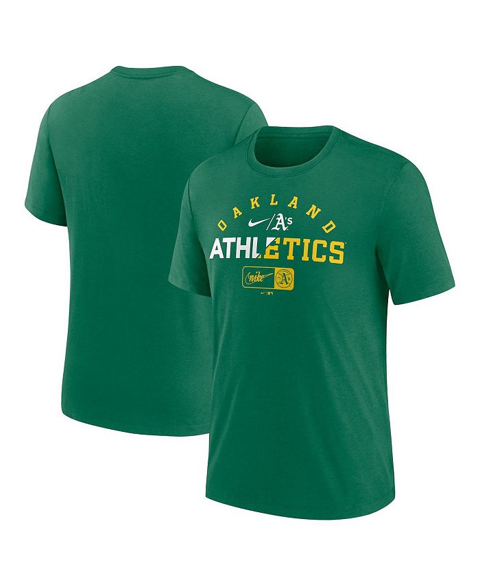 

Мужская футболка Heather Green Oakland Athletics Rewind Review Slash Tri-Blend Nike, зеленый