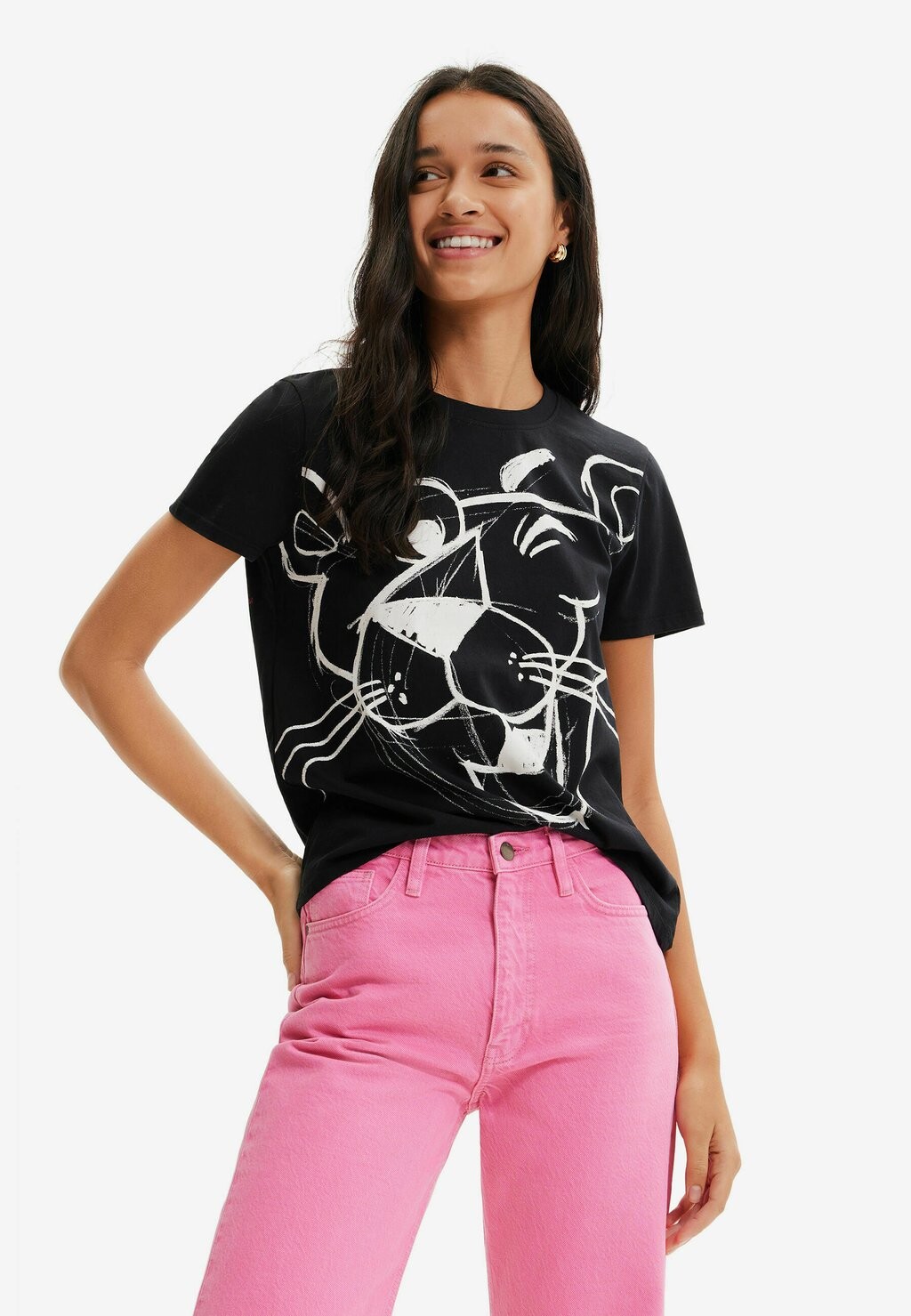 

Футболка с принтом Desigual, черный