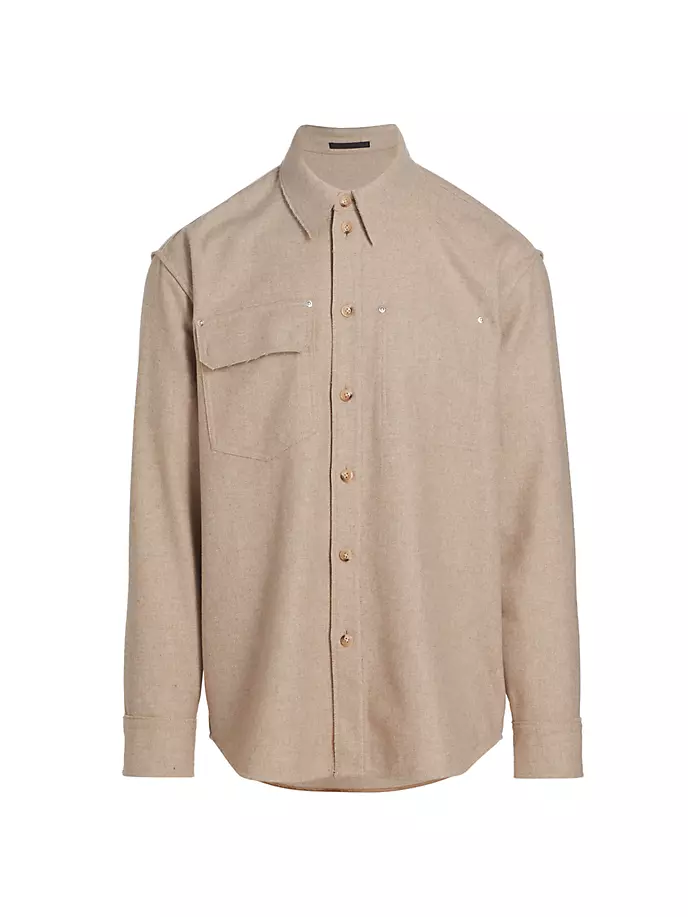 Рубашка из смесовой шерсти с нагрудным карманом Helmut Lang, бежевый