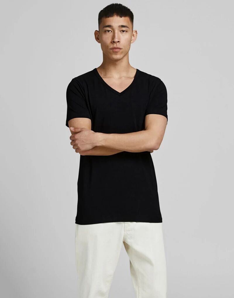 

Черная футболка с v-образным вырезом Jack & Jones