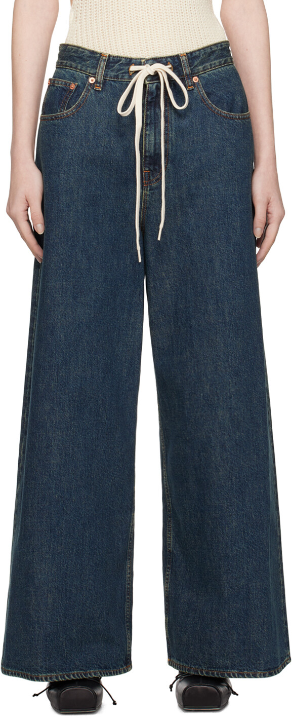 

Джинсы цвета индиго с завязками MM6 Maison Margiela