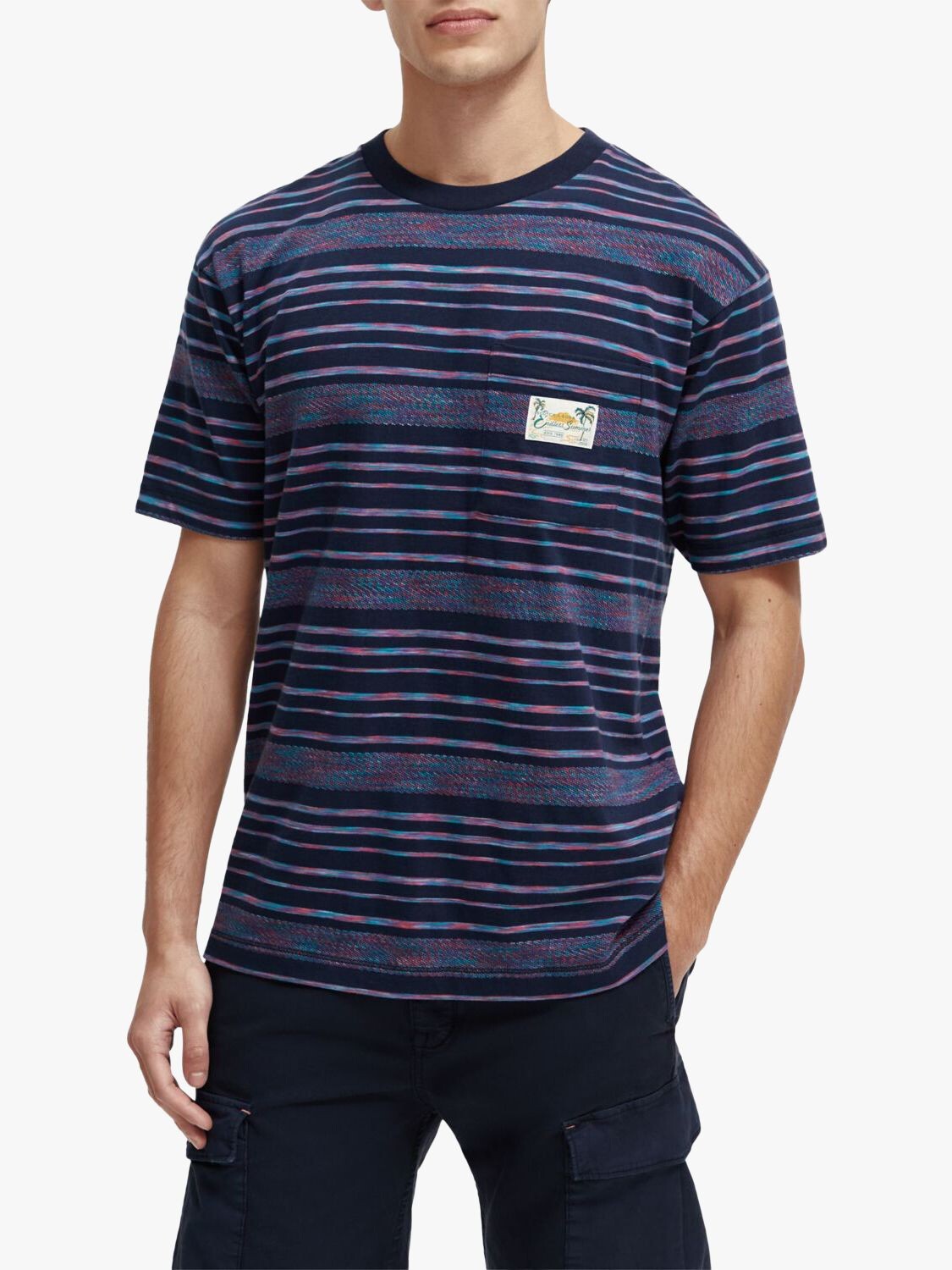 

Футболка Scotch & Soda Jersey со структурированной полоской, синий/разный