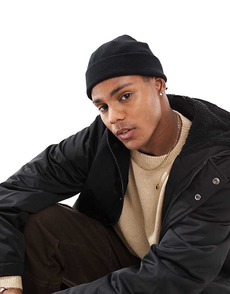 

Черная мини-панама в рубчик ASOS DESIGN