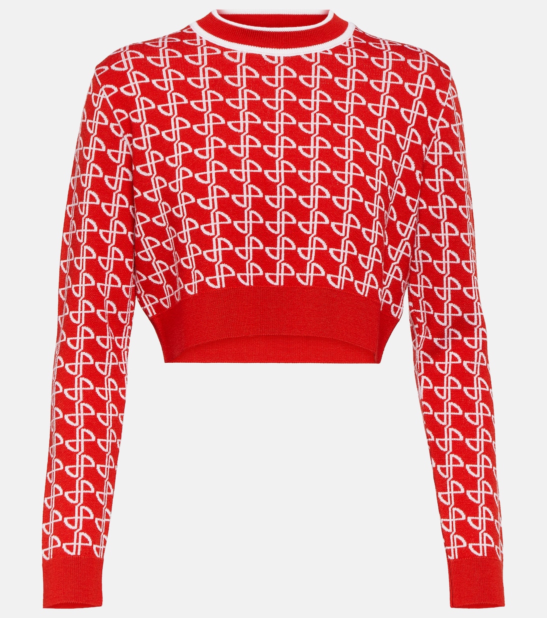 Жаккардовый шерстяной свитер с логотипом Patou, красный