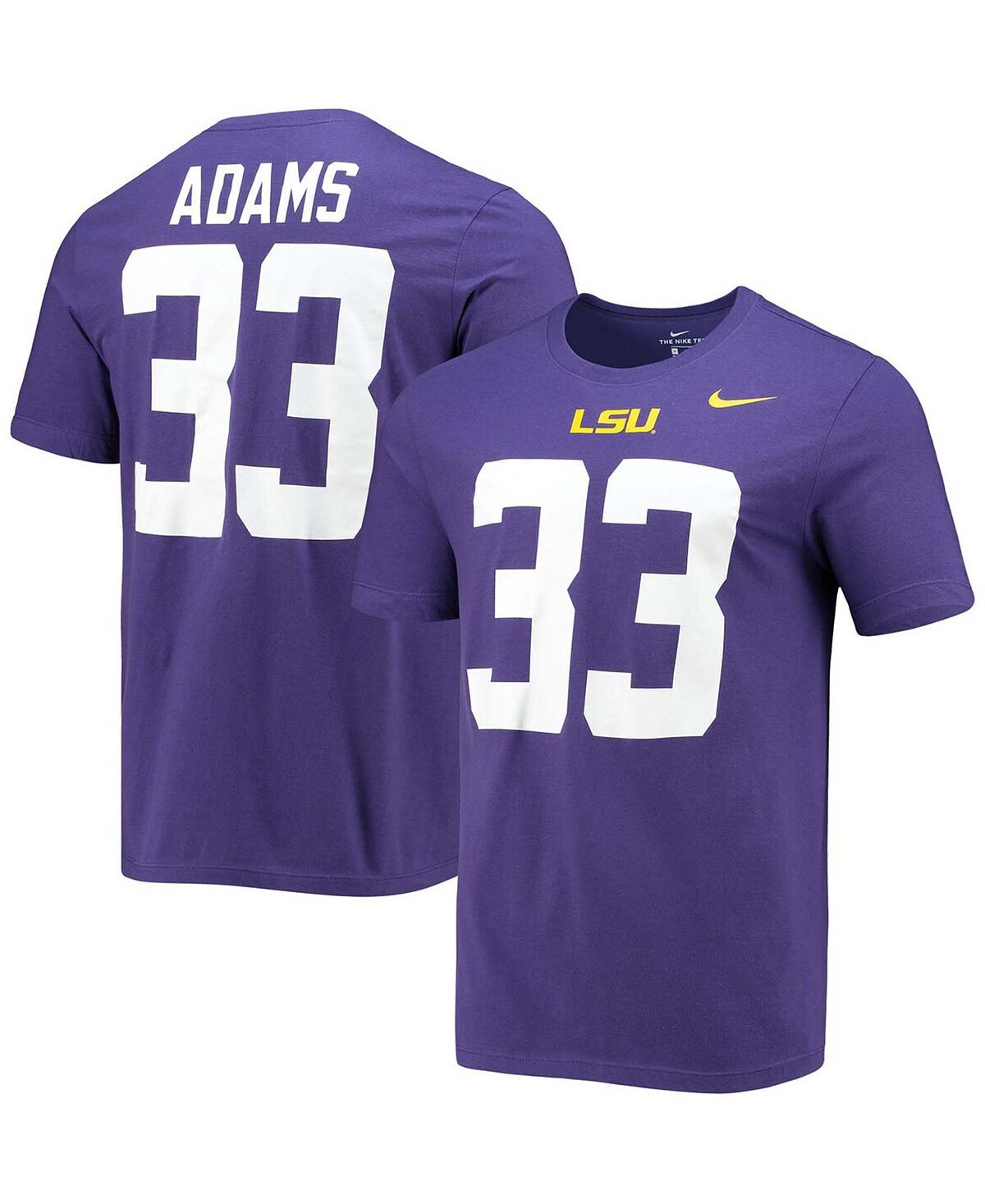 

Мужская фиолетовая футболка Jamal Adams LSU Tigers Alumni Name Number Nike, Фиолетовый