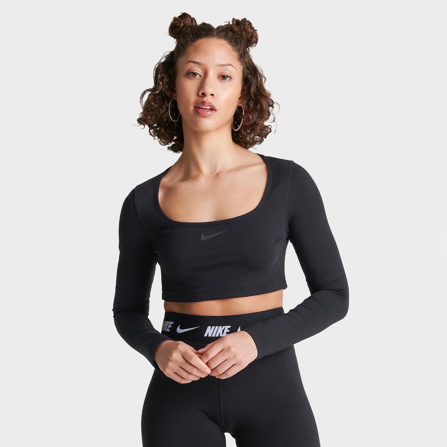 

Женский укороченный топ с длинными рукавами Nike Sportswear, черный