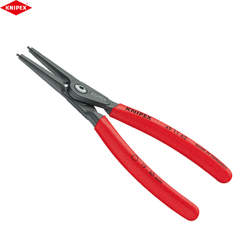 KNIPEX K.49 11 Прецизионные клещи для наружных стопорных колец A0 (прямые, серые, фосфатирование, 3–10 мм) 4911A0