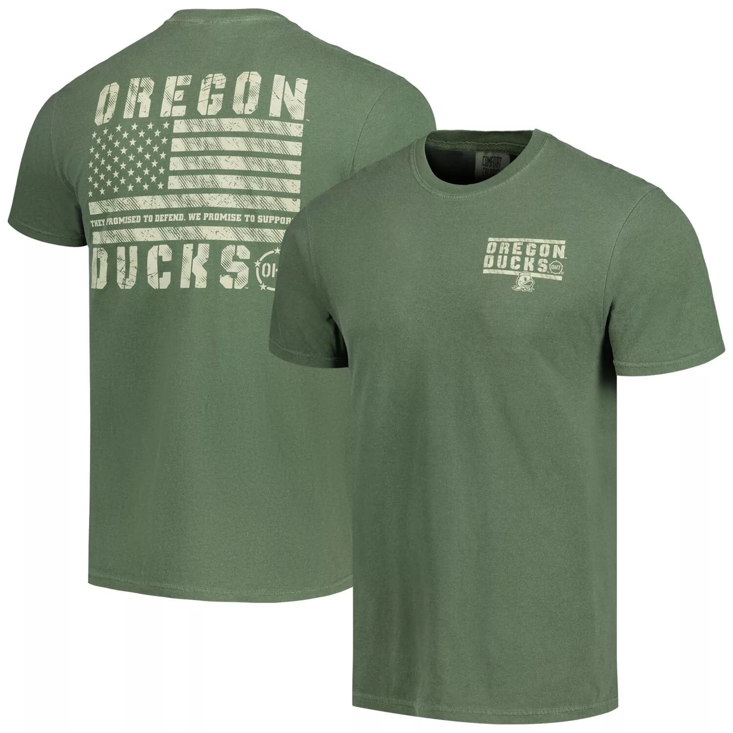 

Мужская оливковая футболка Oregon Ducks OHT Military Appreciation Comfort Colours, Зеленый