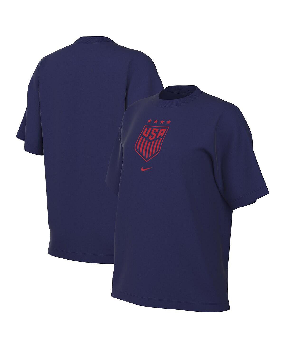 цена Женская темно-синяя футболка с гербом USWNT Nike, темно-синий